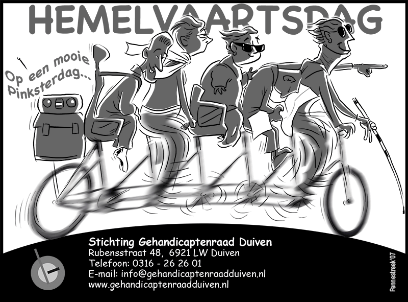 5 mensen op een tandemfiets
