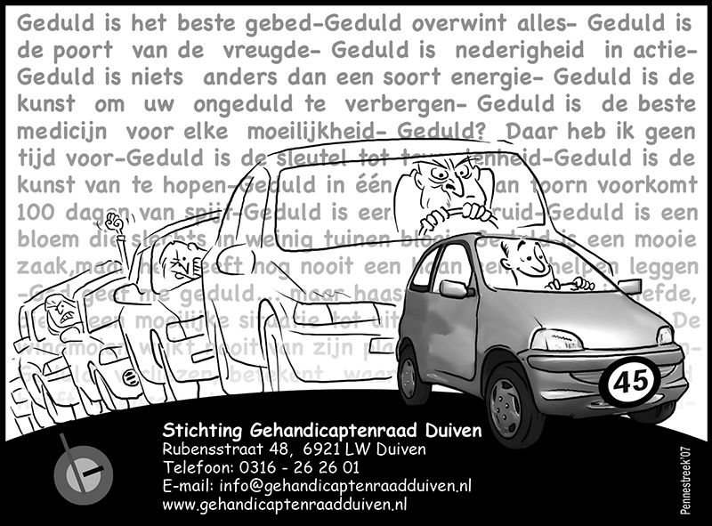 Rij auto's staan geërgerd achter een 45 km autootje